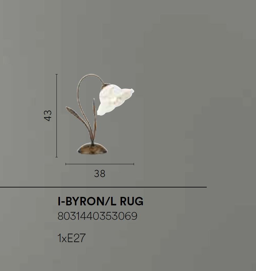 Lume in metallo ruggine decorato a mano diffusore fiore in vetro 1XE27 non incl. BYRON Lume in metallo ruggine decorato a mano diffusore fiore in vetro 1XE27 non incl. BYRON